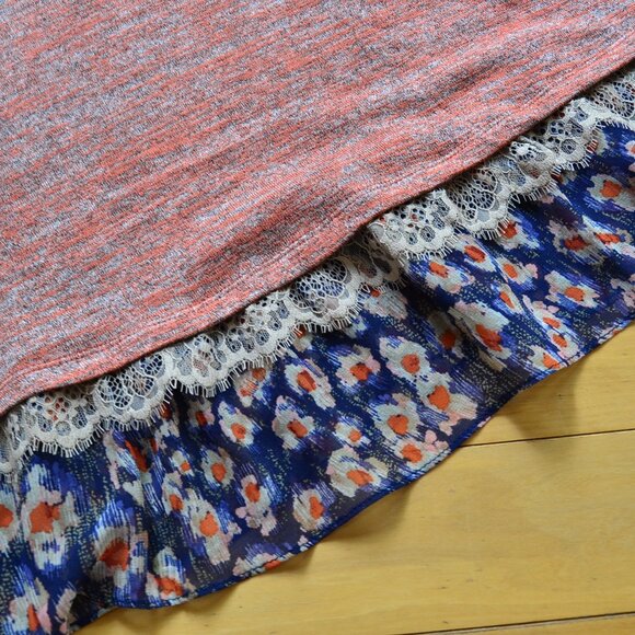 LOGO Lori Goldstein Space Dye Sweater Knit Top with Tier Red US S - Picture 6 of 12